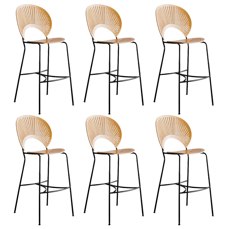 Contemporary 45" Height Wooden Backrest Counter High Stool with Metal Base