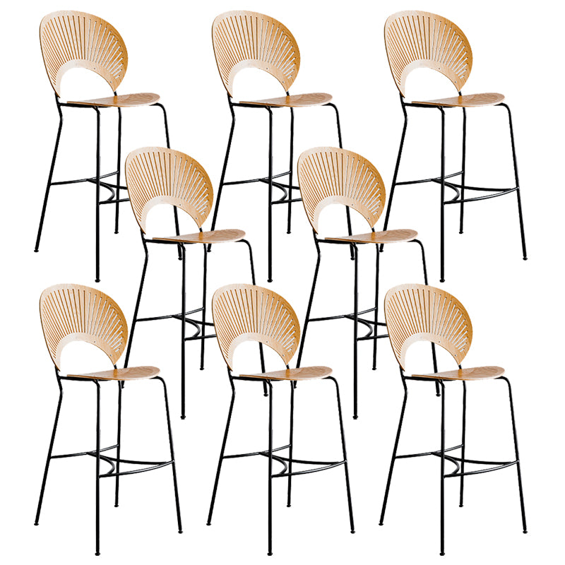 Contemporary 45" Height Wooden Backrest Counter High Stool with Metal Base