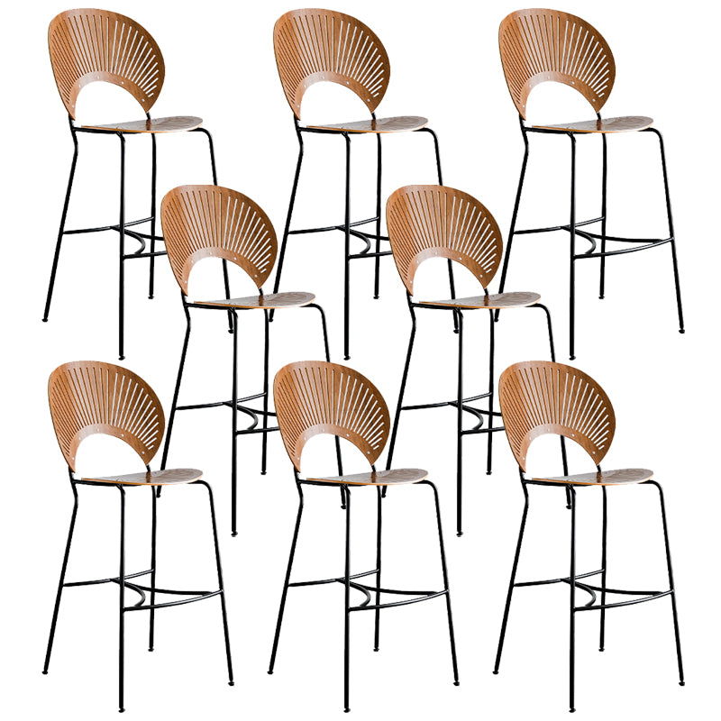 Contemporary 45" Height Wooden Backrest Counter High Stool with Metal Base