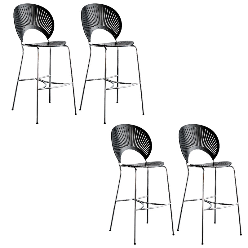 Contemporary 45" Height Wooden Backrest Counter High Stool with Metal Base