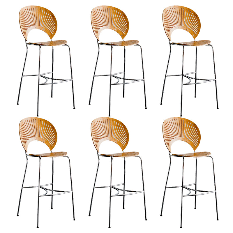 Contemporary 45" Height Wooden Backrest Counter High Stool with Metal Base