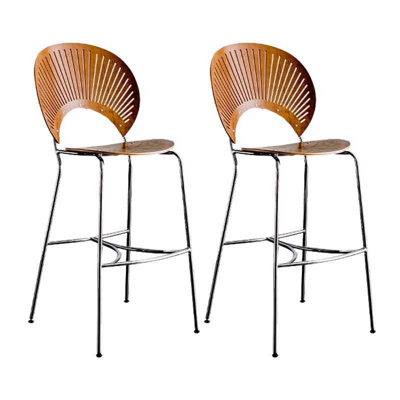 Contemporary 45" Height Wooden Backrest Counter High Stool with Metal Base