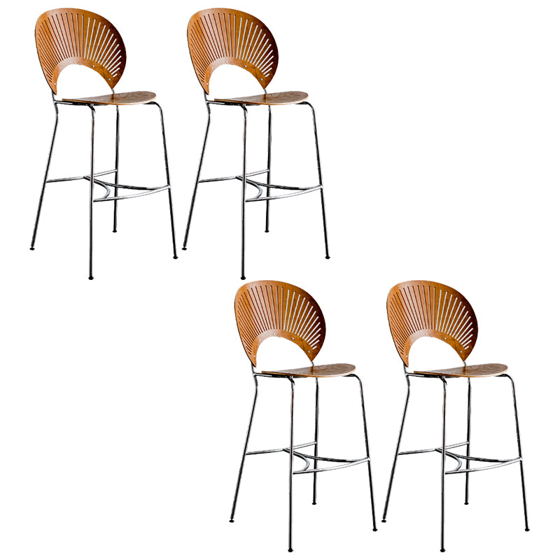 Contemporary 45" Height Wooden Backrest Counter High Stool with Metal Base