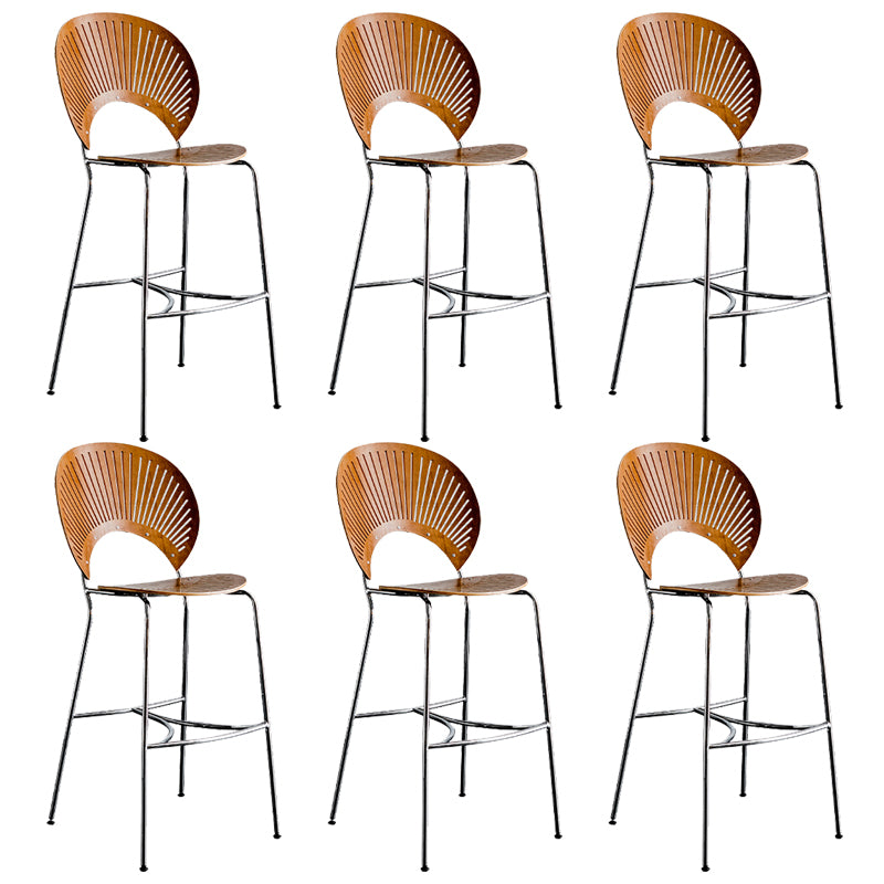 Contemporary 45" Height Wooden Backrest Counter High Stool with Metal Base