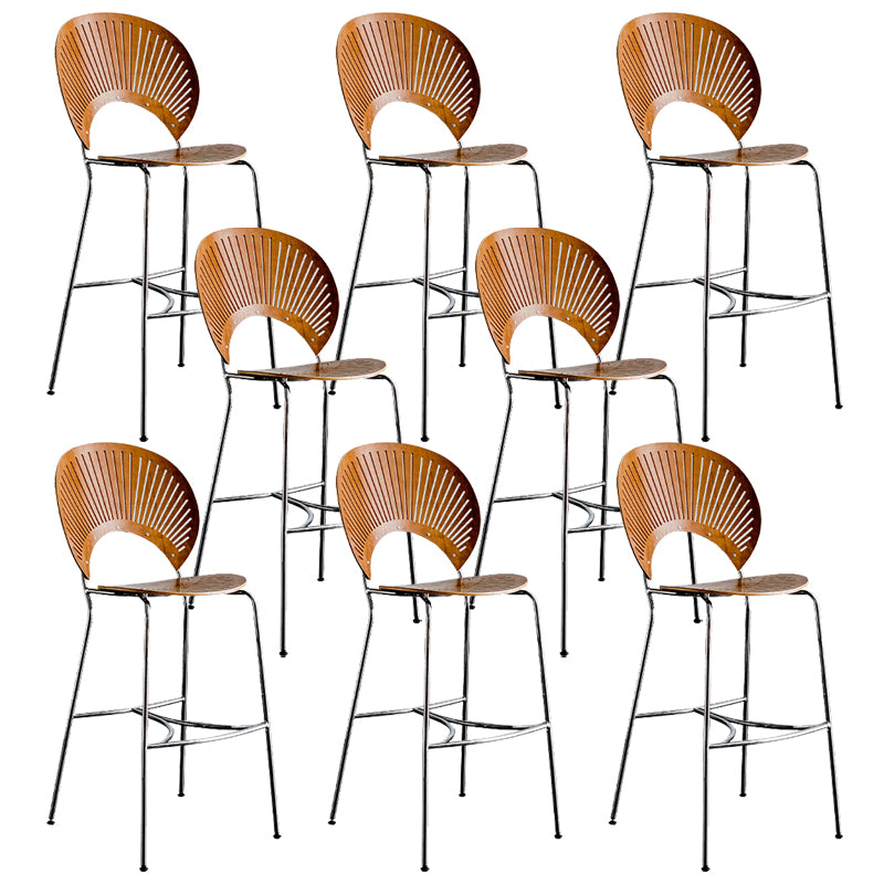 Contemporary 45" Height Wooden Backrest Counter High Stool with Metal Base