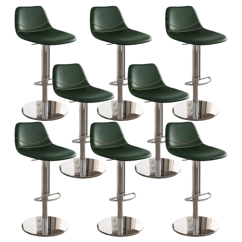 Contemporary Adjustable Backrest Counter High Stool with Leather Cushion