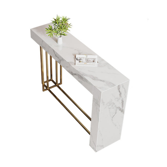 1/2/3 Pieces Glam Rectangle Sintered Stone Counter Table with High Stools in Gold