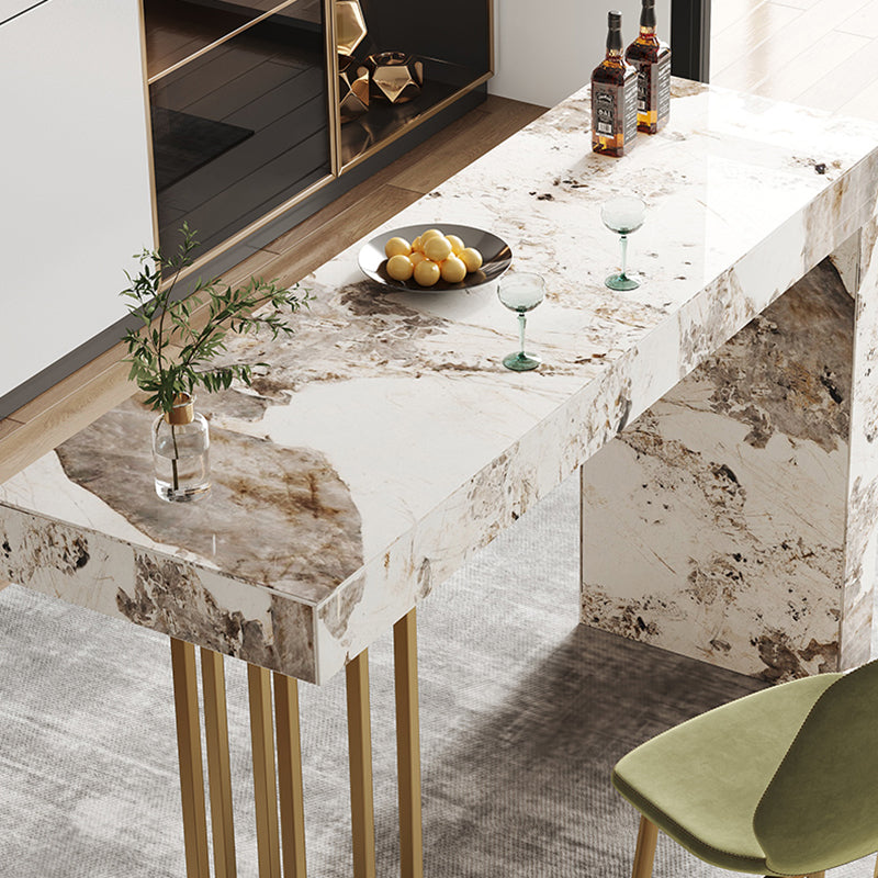1/2/3 Pieces Glam Rectangle Sintered Stone Counter Table with High Stools