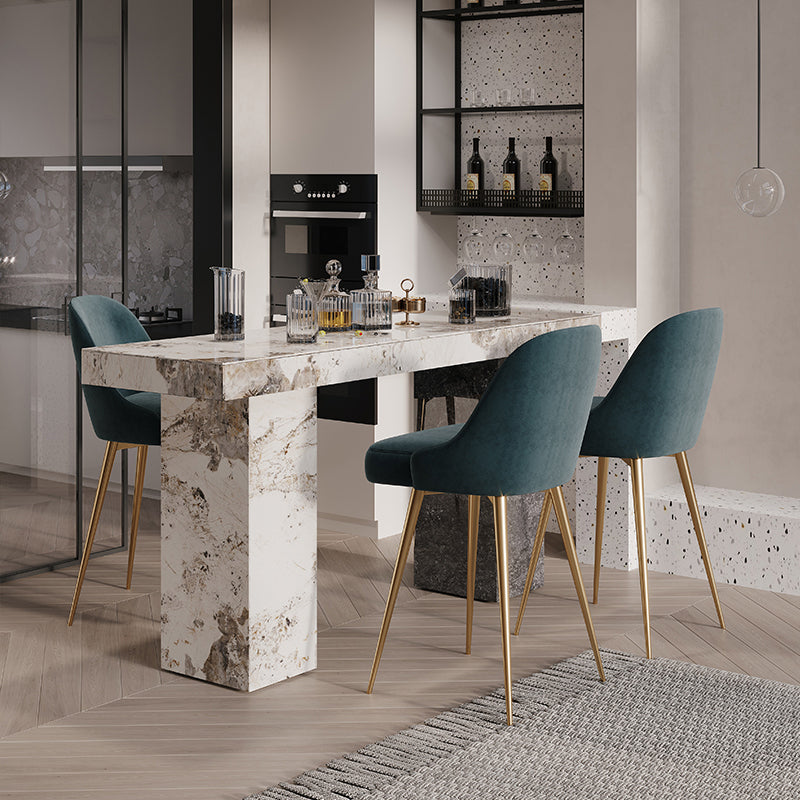1/2/3/5 Pieces Glam Rectangle Sintered Stone Counter Table with High Stools