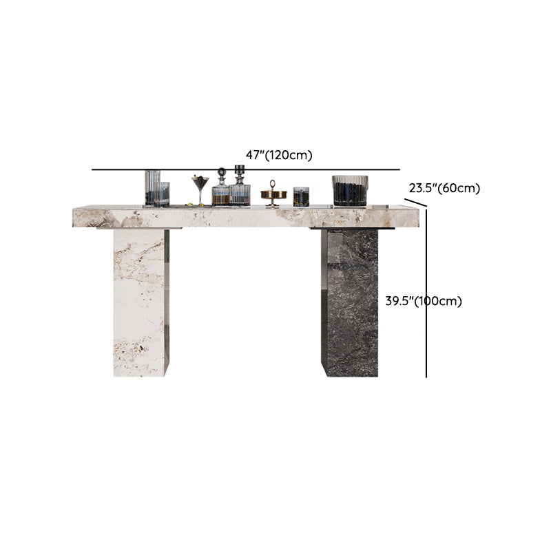 1/2/3/5 Pieces Glam Rectangle Sintered Stone Counter Table with High Stools