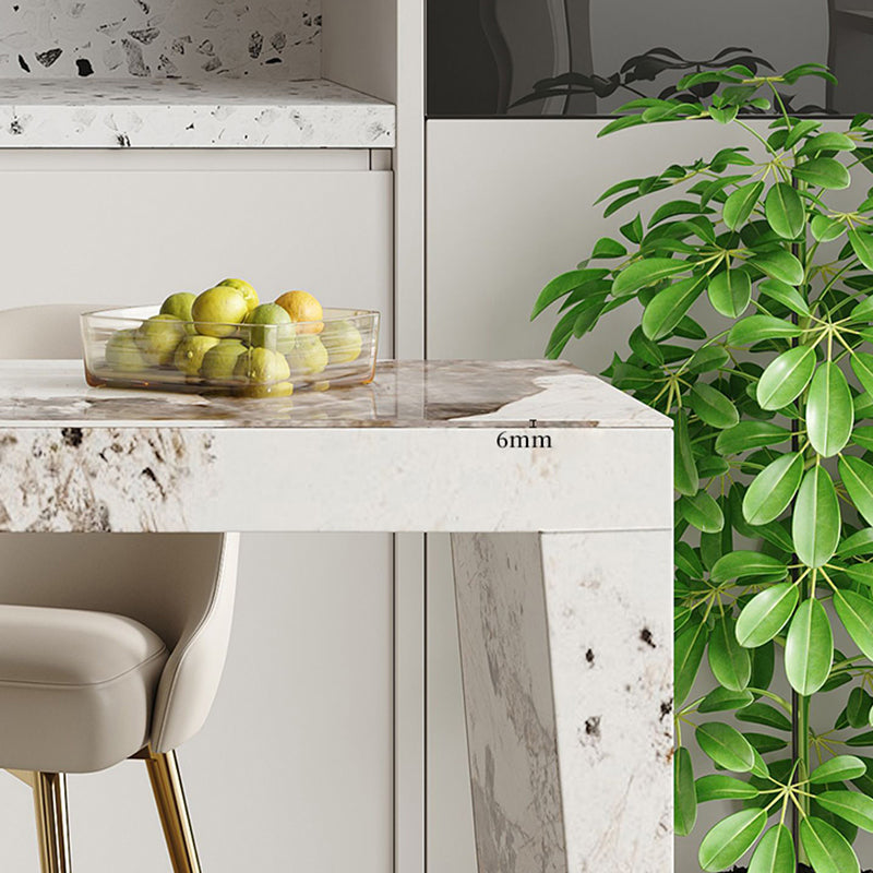 1/3 Pieces Glam Style Rectangle Sintered Stone Counter Table with High Stools