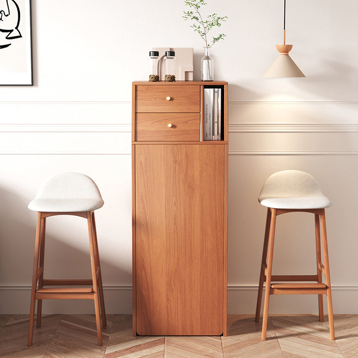 1/2/3 Pieces Bar Stool and Table Set, Folding Solid Wood for Living Room