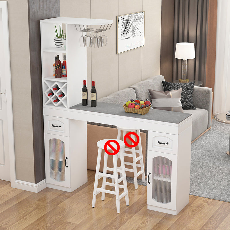 Contemporary Stone Rectangle Bar Height Table for Living Room