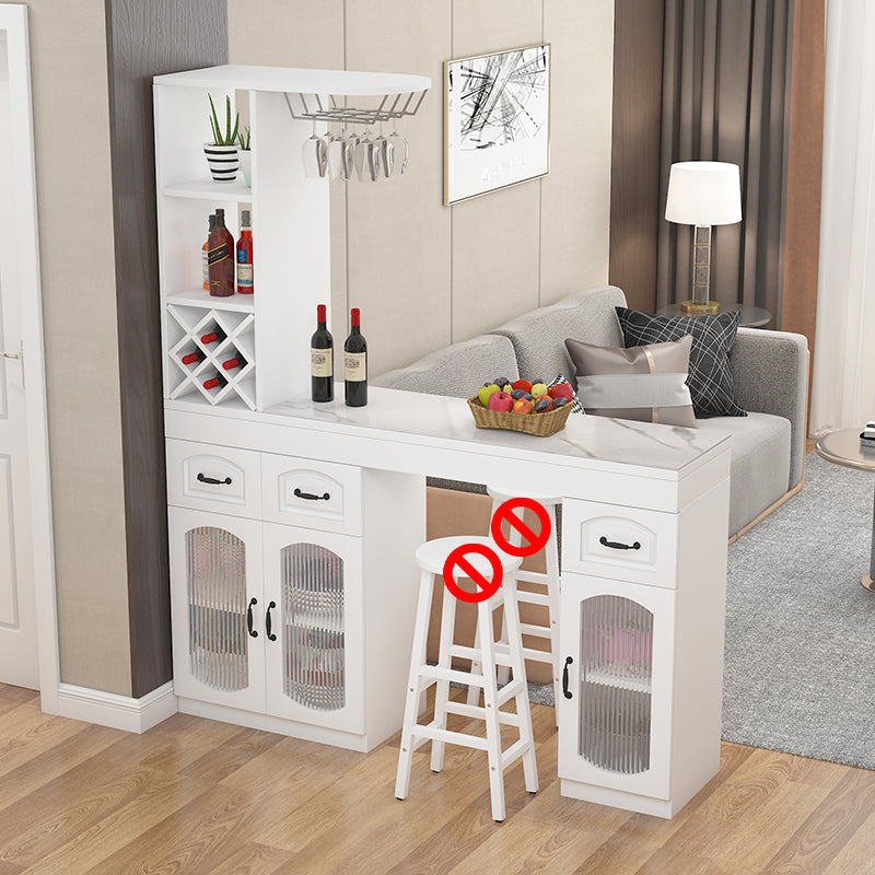 Contemporary Stone Rectangle Bar Height Table for Living Room