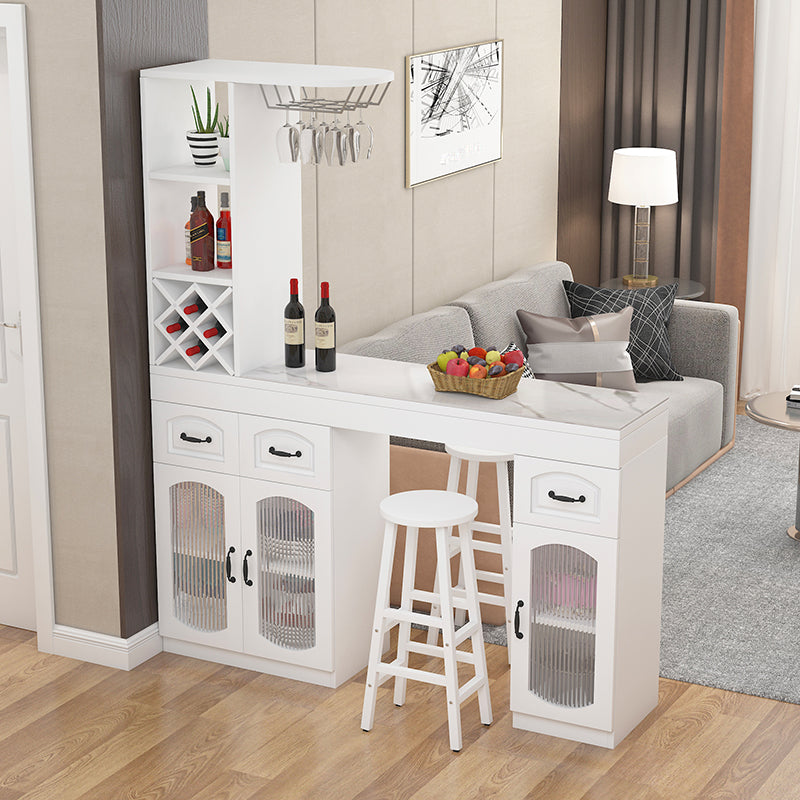 Contemporary Stone Rectangle Bar Height Table for Living Room