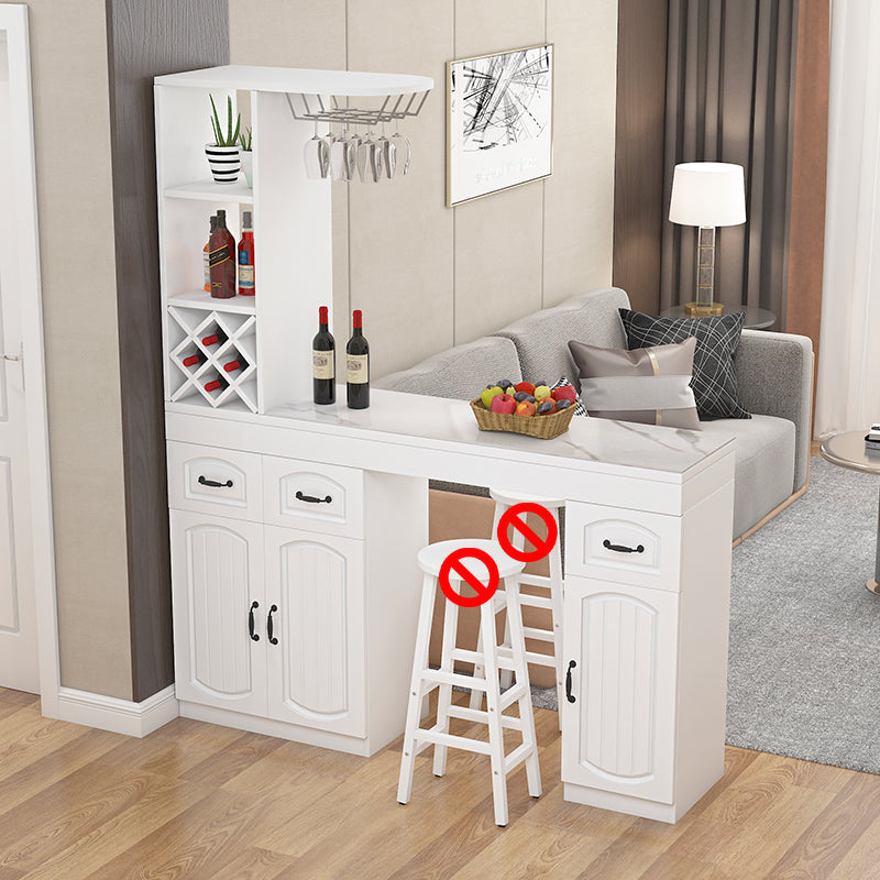 Contemporary Stone Rectangle Bar Height Table for Living Room