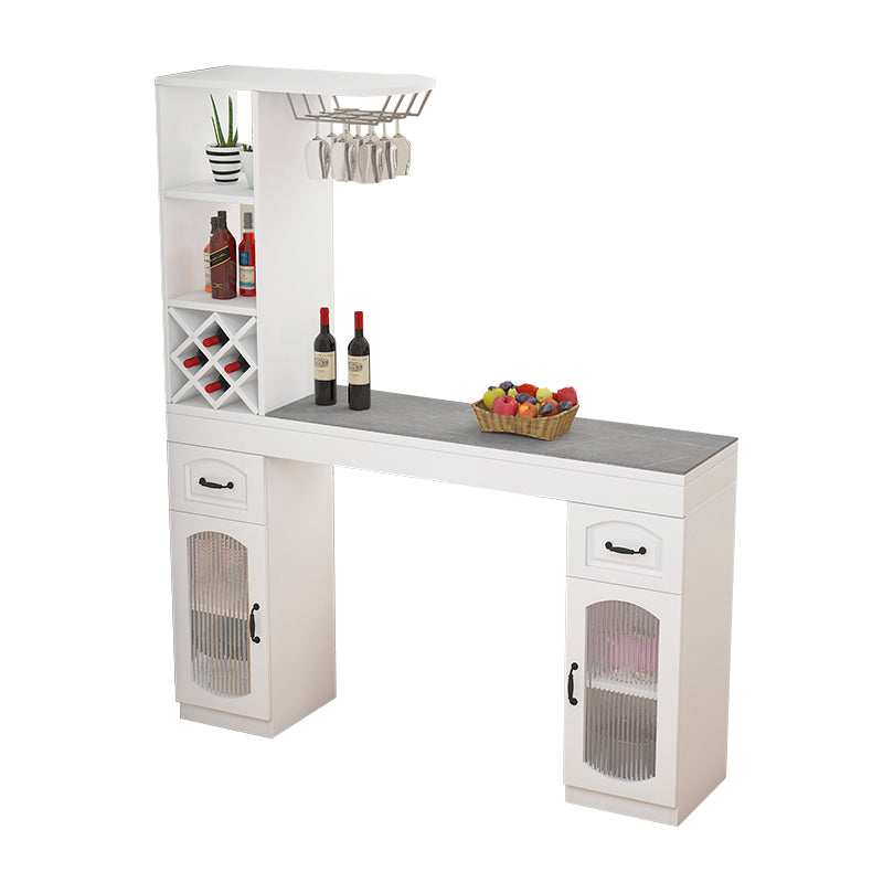 Contemporary Stone Rectangle Bar Height Table for Living Room