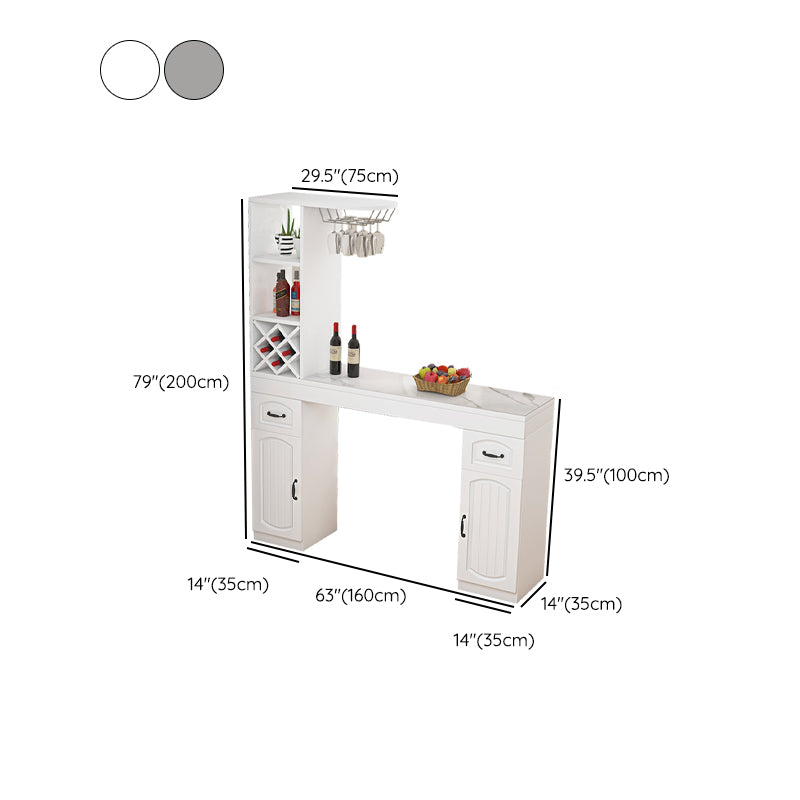 Contemporary Stone Rectangle Bar Height Table for Living Room