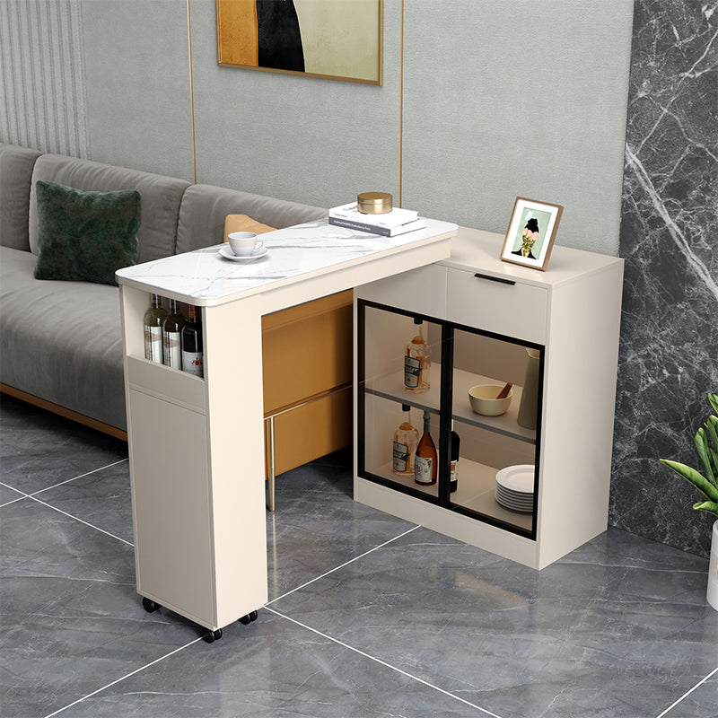 Contemporary Style Stone Rectangle Bar Height Table for Living Room