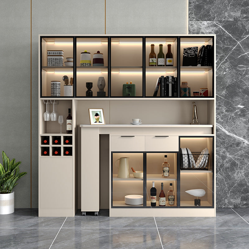 Contemporary Style Stone Rectangle Bar Height Table for Living Room