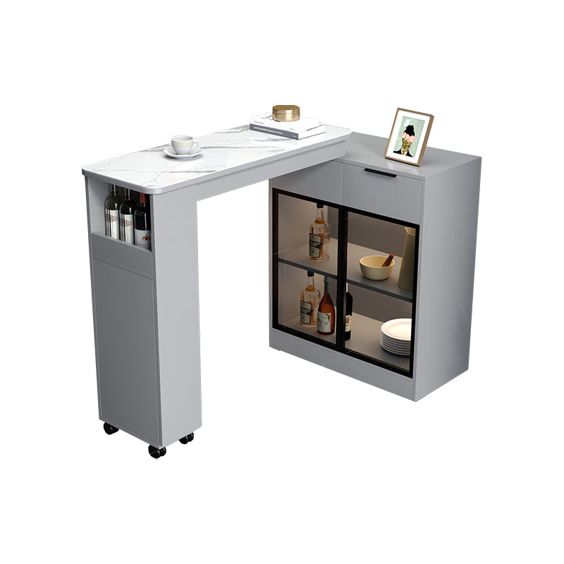 Contemporary Style Stone Rectangle Bar Height Table for Living Room