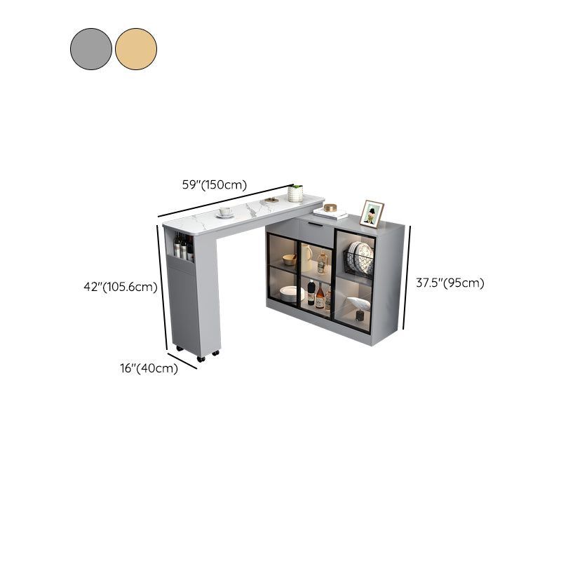 Contemporary Style Stone Rectangle Bar Height Table for Living Room