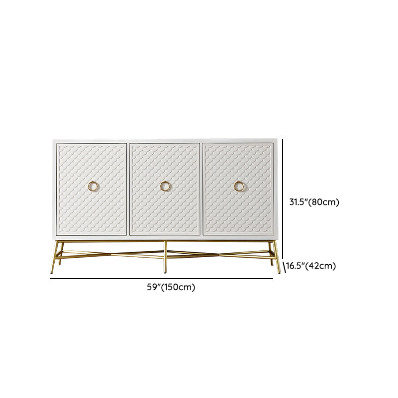 White Engineered Wood Buffet Stand Gold Base Sideboard Cabinet with Storage