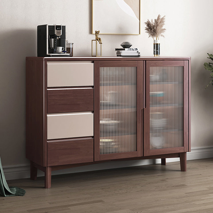 Modern Style Solid Wood Buffet Table 4-Drawer Buffet Sideboard for Living Room