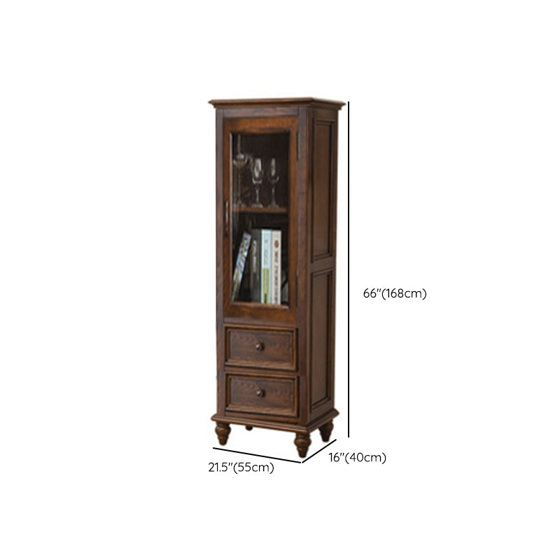 Traditional Display Stand Ash Glass Doors Storage Cabinet for Dining Room