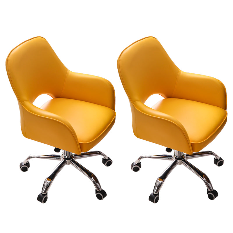 Armless Desk Chair Modern Leather Low-Back Office Chair with Wheels