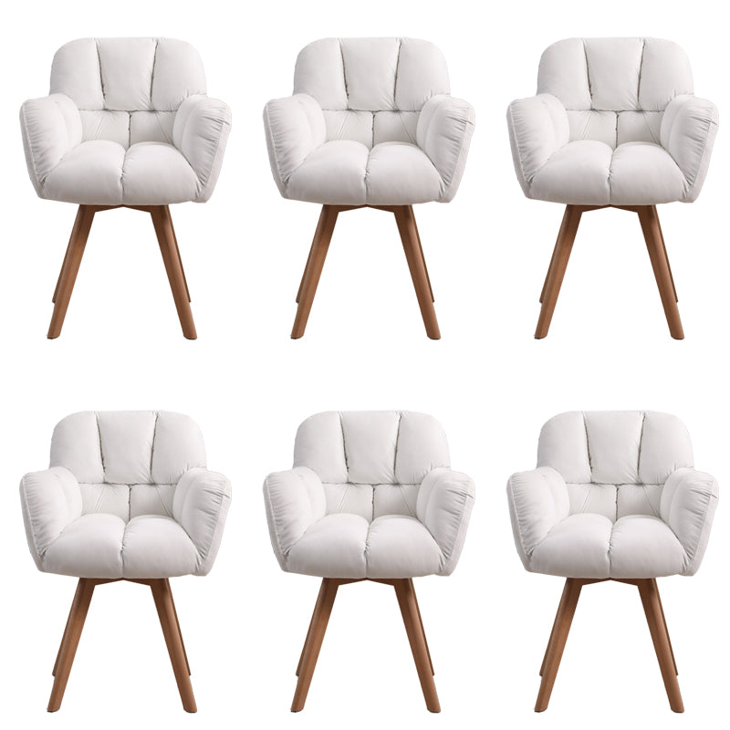 Armless Office Chair Modern Desk Chair with 4 Wooden Legs for Bedroom