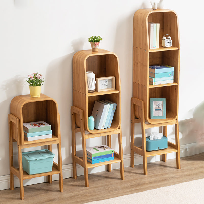 Vertical Contemporary Bamboo Bookcase Closed Back Bookshelf for Home