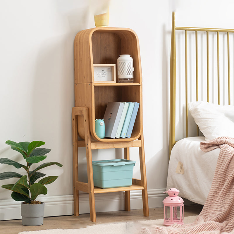 Vertical Contemporary Bamboo Bookcase Closed Back Bookshelf for Home