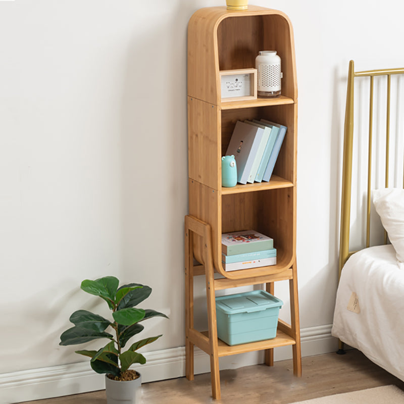 Vertical Contemporary Bamboo Bookcase Closed Back Bookshelf for Home