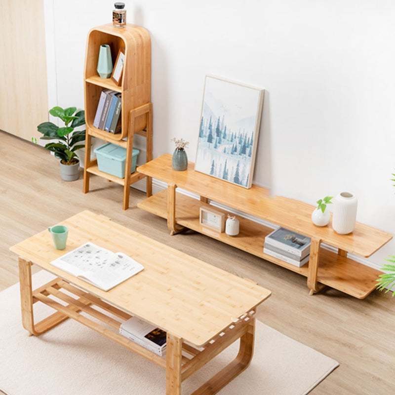 Vertical Contemporary Bamboo Bookcase Closed Back Bookshelf for Home