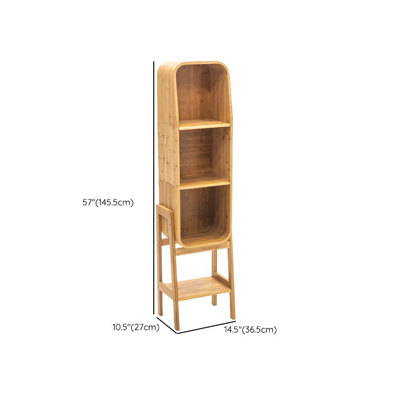 Vertical Contemporary Bamboo Bookcase Closed Back Bookshelf for Home