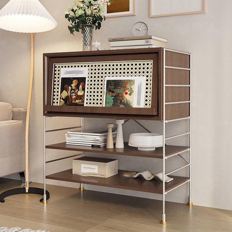 Closed Back Bookcase Modern Style Solid Wood Bookshelf with Shelves