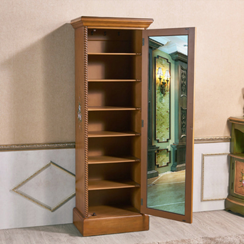 Traditional Style Storage Cabinet Wooden Armoire with Mirror
