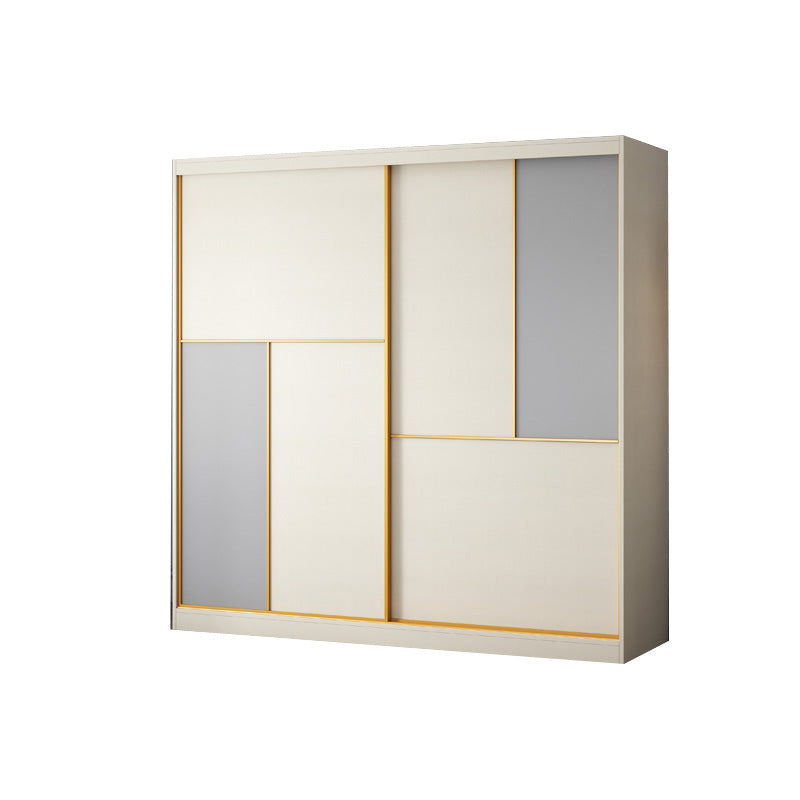 Bedroom Sliding Doors Storage Cabinet Coastal Style Wooden Wardrobe