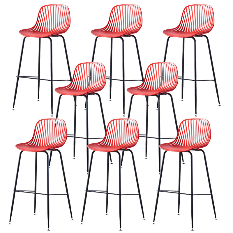 Contemporary Bucket Low Back Armless Bar Stools with Metal Base