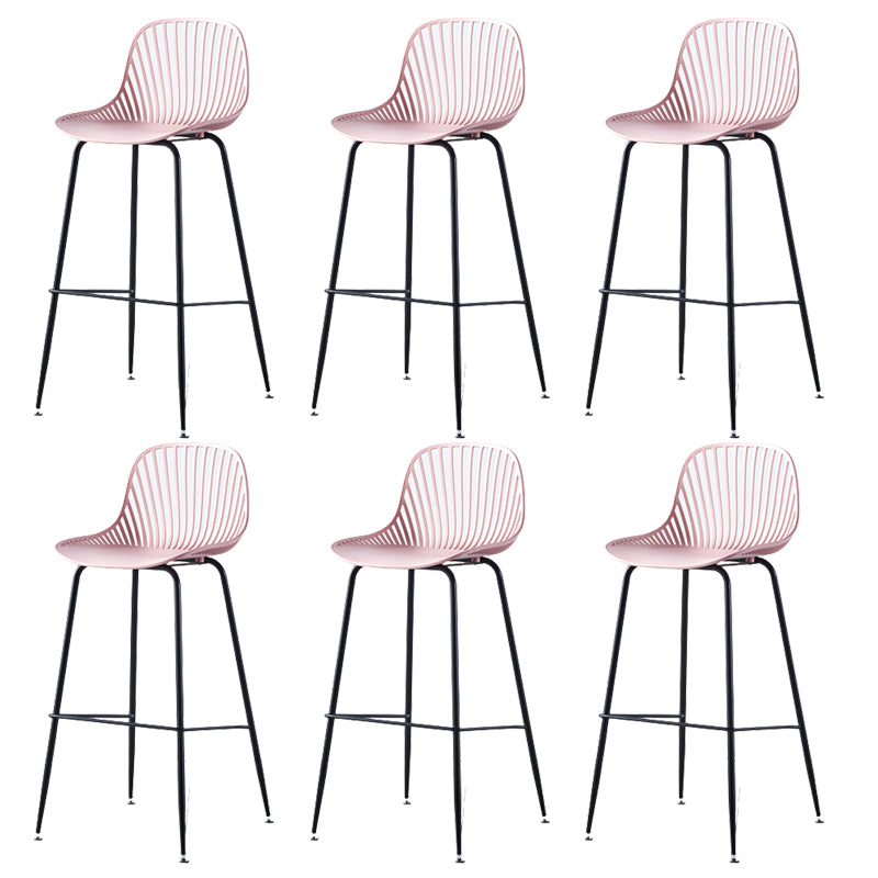 Contemporary Bucket Low Back Armless Bar Stools with Metal Base