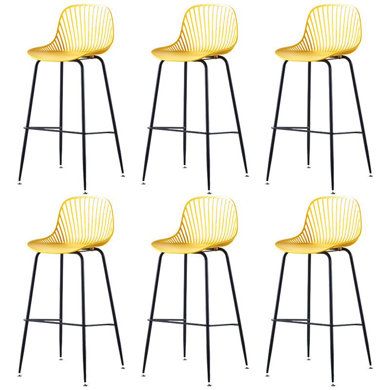 Contemporary Bucket Low Back Armless Bar Stools with Metal Base