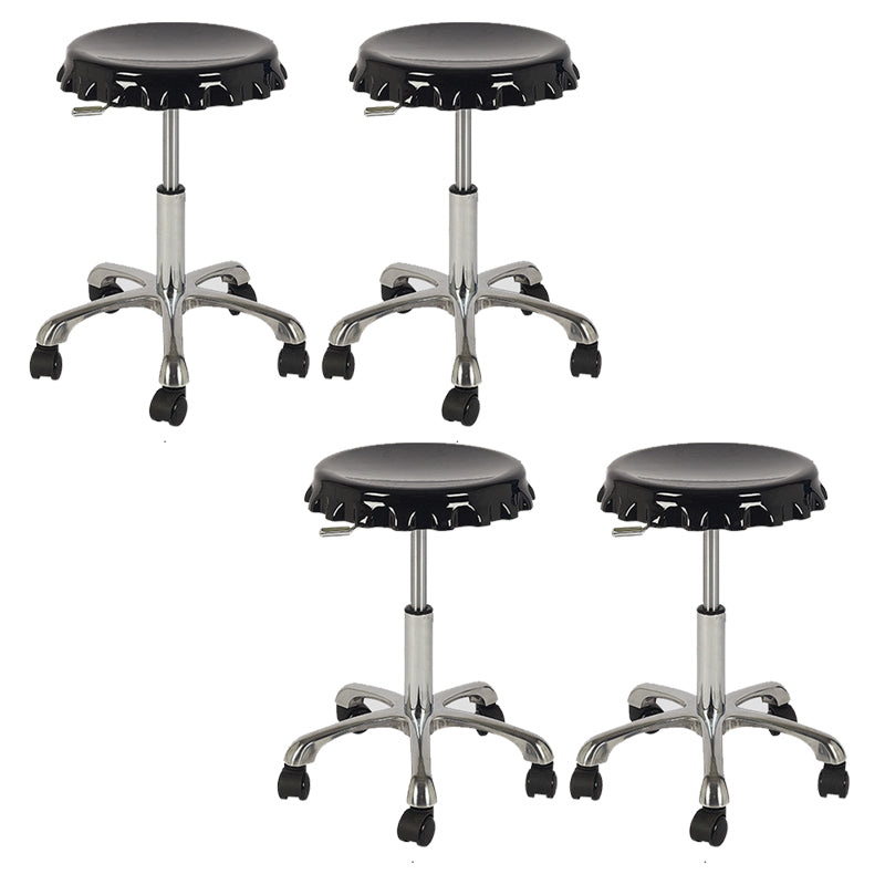Contemporary Adjustable Backrest Counter High Stool with Metal Base