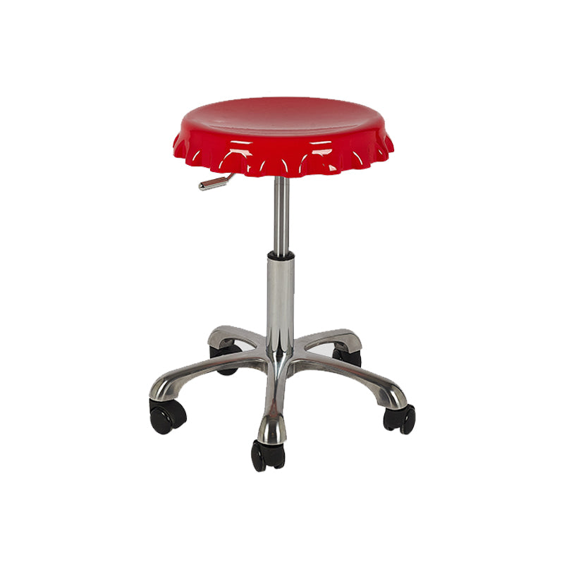 Contemporary Adjustable Backrest Counter High Stool with Metal Base