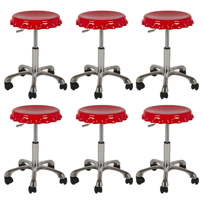 Contemporary Adjustable Backrest Counter High Stool with Metal Base
