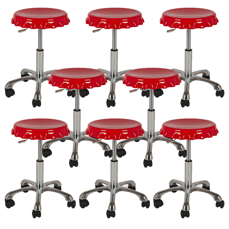 Contemporary Adjustable Backrest Counter High Stool with Metal Base