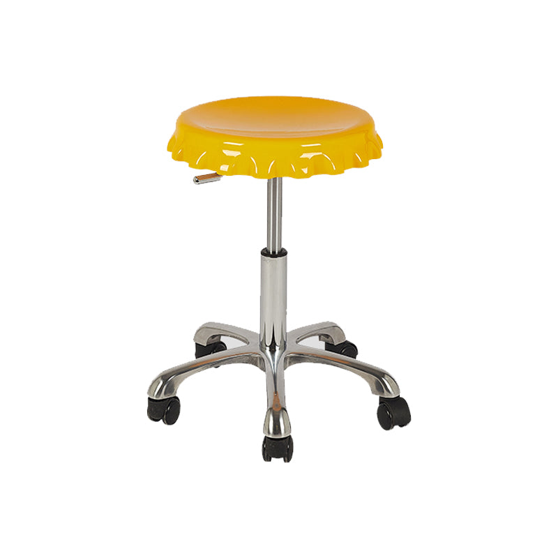 Contemporary Adjustable Backrest Counter High Stool with Metal Base