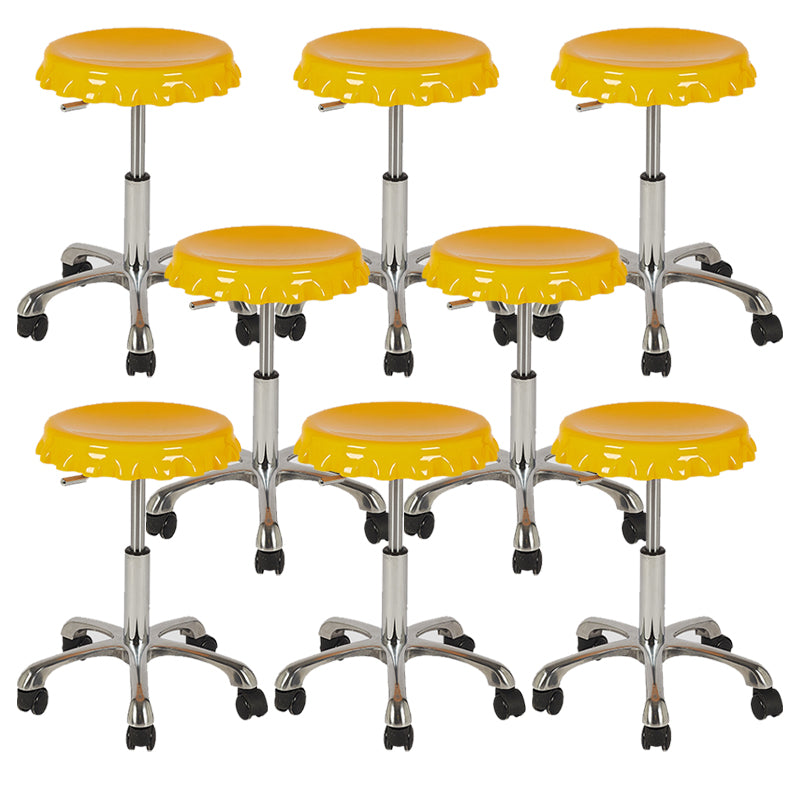 Contemporary Adjustable Backrest Counter High Stool with Metal Base