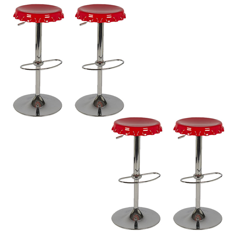 Contemporary Adjustable Backrest Counter High Stool with Metal Base
