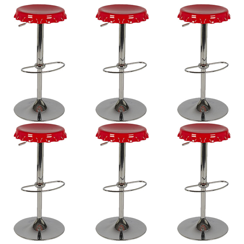 Contemporary Adjustable Backrest Counter High Stool with Metal Base